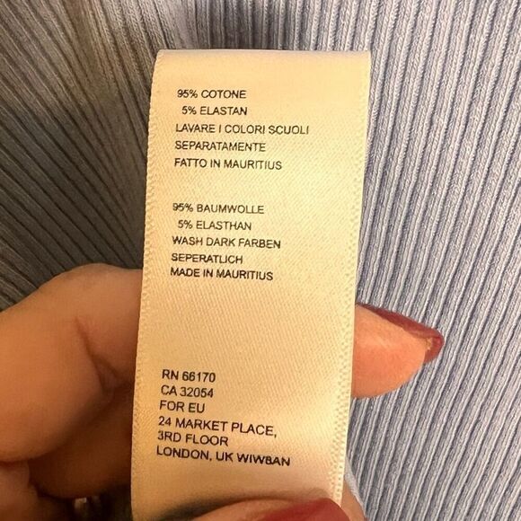 UO Urban Outfitters Square Neck Ribbed Ling Sleeve Crop Top L - Picture 6 of 9